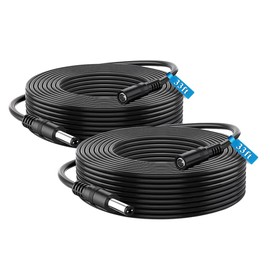 Power Extension Cable 2-Pack 33Feet 5.5mm x 2.1mm 12 Volt Male to Female Plug Cord for CCTV IP Security Camera DVRs and More Devices Black