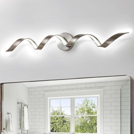 HUOKU Dimmable Modern LED Bathroom Vanity Light 32 inch, 20W Spiral Design Bathroom Light Fixtures Over Mirror, Wall Light Fixtures for Bedroom Living Room, 6000K White Light
