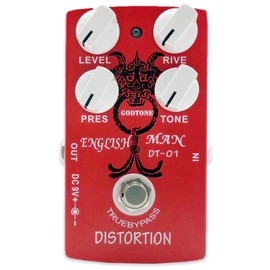 GP-04 Guitar Distortion effect pedal, metallic distortion horizontal gain for medium to high guitar accessories TONE/RIVE/PRES/TONE, designed for true bypass of electric guitar pedals