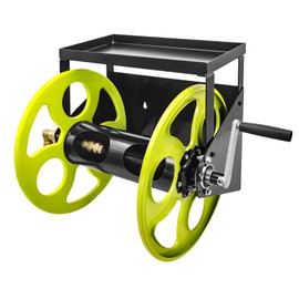 CXCESNS Garden Hose Reel Heavy Duty for 5/8" Hose with Crank Handle,Wall Mount Metal Water Hose Holder for Outdoor,holds up to 100-Ft with Storage Rack（Hose not included）