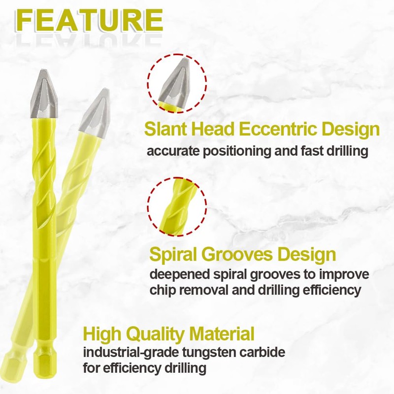 Skewed Head Eccentric Drill Bits Set - SANLEETEK Masonry Drill