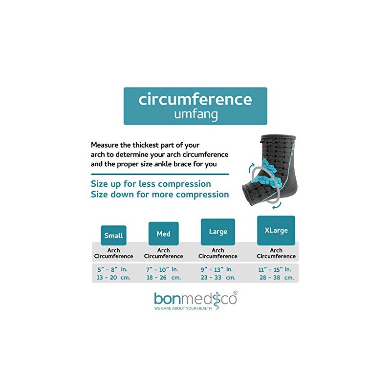 bonmedico Ankle Support Brace - Ankle Brace Compression Sleeve w/Thermo-Active