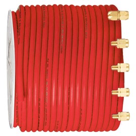 YOTOO Hybrid Air Hose 3/8-Inch by 250-Feet 300 PSI Heavy Duty, Lightweight, Kink Resistant, All-Weather Flexibility with 5pcs Solid Brass Repair Fittings, Red