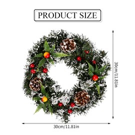 Cozlly Artificial Christmas Wreath for Front Door, 30CM Xmas Decoration Wreath, Natural Pine Cone and Berry Decorated, Snowflake Wreath Christmas Decoration for Door Wall Stairs Holiday Home Decor