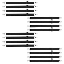 HAOYULUO Pack of 16 adjustable bed sheet straps, elastic bed sheet straps, suitable for sofas, smooth ironing boards and bed sheet attachments (black)