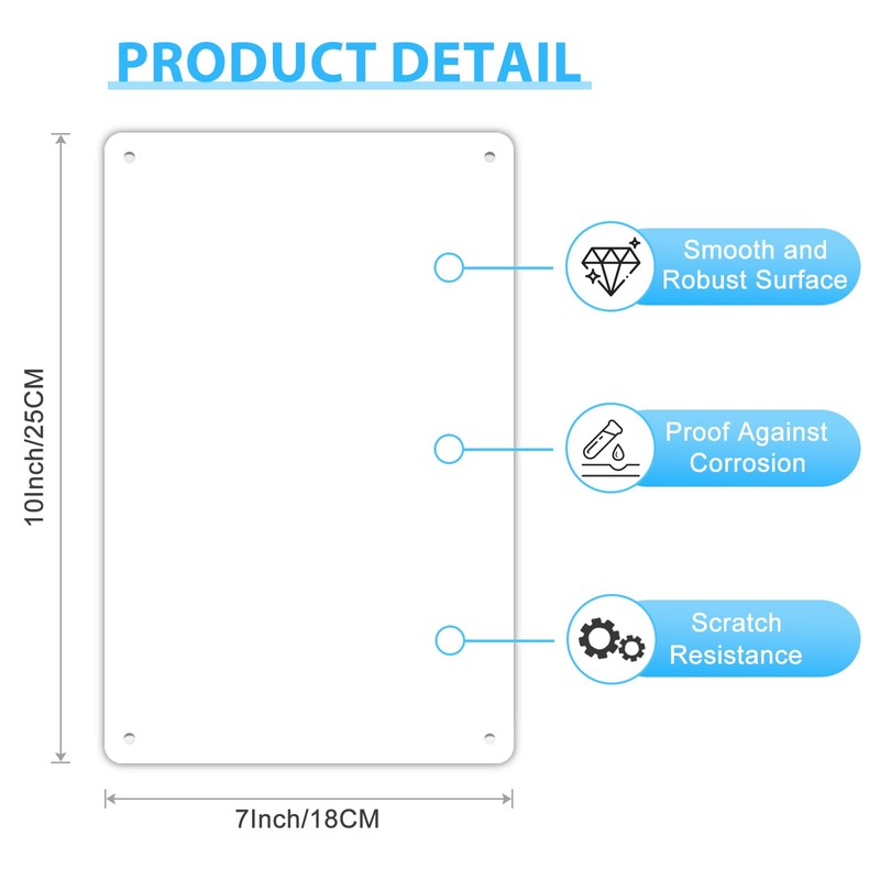 4-Pack White Blank Sign Metal, 10"x 7" Aluminum Blank Metal
