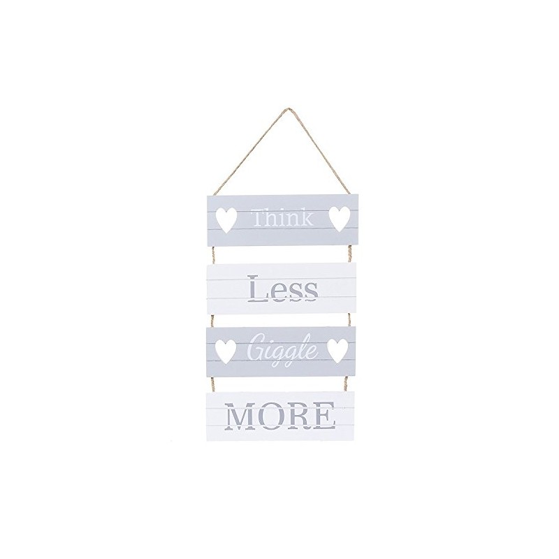 Think Less, Giggle More' Hanging Slatted Sign