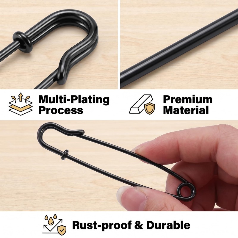 18Pcs Large Safety Pins Heavy Duty for Clothes, Blankets &