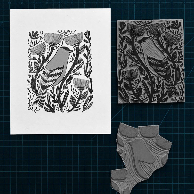 Falling in Art Soft Linoleum Carving Block, Linocut Block for