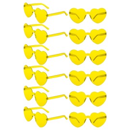 VZXMKA 12 Pcs Yellow Heart Sunglasses,Yellow Glasses Cute Fun Heart Shaped Sunglasses Womens Christmas Gifts,Party Favors Accessories