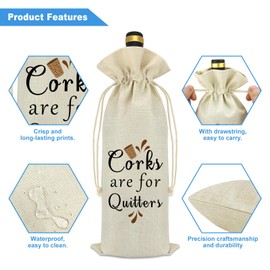 Coworker Leaving Gift Wine Bag with Drawstrings Friends Friendship Going Away Goodbye Farewell Gifts for Wine Lover Retirement Gift for Women Men Dad Uncle Reusable Bottle Bags