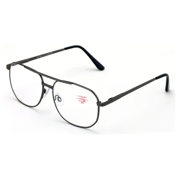 V.W.E. Metal Aviator Reading Glasses - Big Lens Spring Hinge