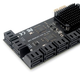 PCIe x1 to 20-Port SATA III Expansion Card | 6Gbps HDD/SSD Controller with 19in Bundle Cables | Plug & Play Multi-Drive Desktop Storage