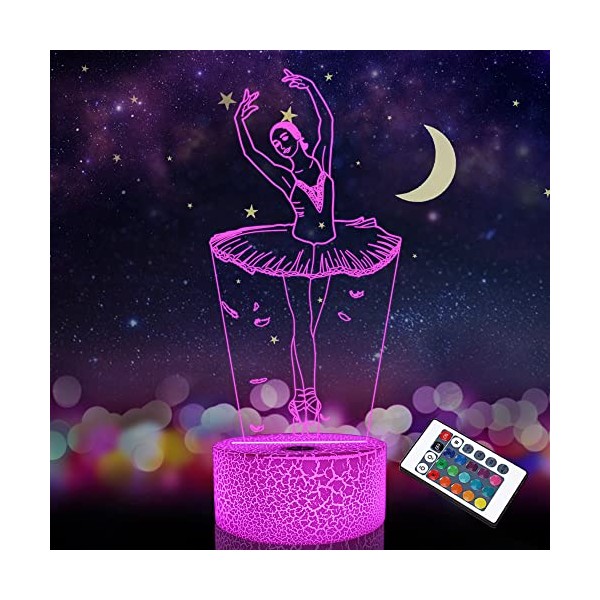 FULLOSUN Ballet Dancing Gifts, 3D Ballerina Illusion Lamp Kids Night Light with Remote Control 16 Colors Changing Gifts for Mom, Birthday Gift, Wedding Gifts, Grandmother Gifts, Valentines Gift,