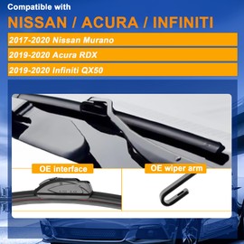 RAINTOK Windshield Wiper Blades Replacement for Acura RDX Infiniti QX50 Nissan Murano 2017 2018 2019 2020 Original Factory Quality Front Rear Wipers Blade Set - 26" 18" 12" (Piece of 3)