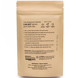 100% Orgánico Usda Polvo de Henna Castaño Claro para Tinte para El Cabello - Color Natural Del Cabello, Lo Mejor para El Cabello, Cabello Suave Brilla