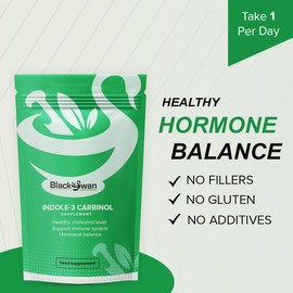 Black Swan supplements Black Swan Indole-3 Carbinol Capsules - 200mg Antioxidant Formula Hormonal Balance Immune System Detox Overall Wellbeing Natural Health Supplement - 120 Vegan Capsules 4 Month Supply