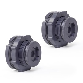 ChillWaves PVC Bulkhead Fitting 1-1/4" Double Thread Connector Adapter with Plugs for Water Tank, Aquariums, Rain barrels(2-PACK)
