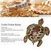 Turtle Trinket Boxes Handcrafted Hand Painted Rhinestones Hinged Trinket Boxes