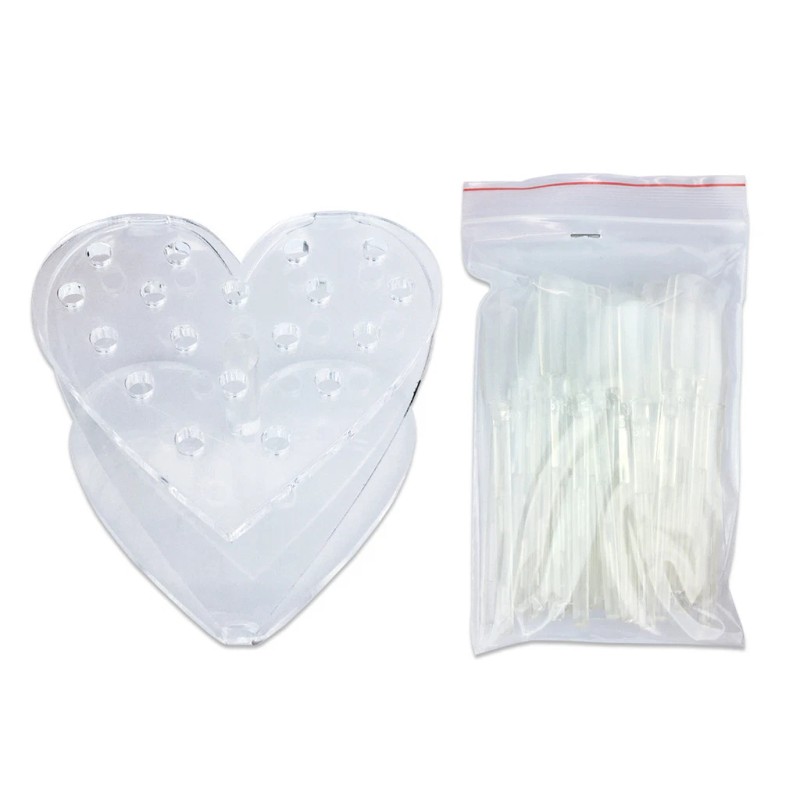 Berauticom 18 Pieces Clear Heart Shaped Plastic False Nail Art
