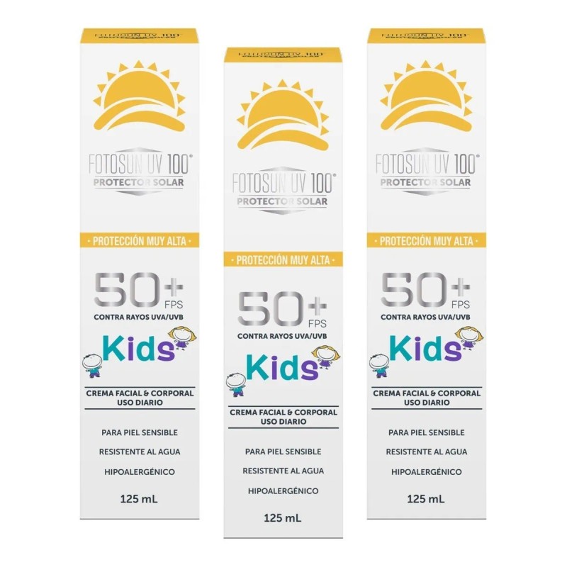 Tri Pack Protector Solar Fotosun Niños Facial Corporal Aroma Piña