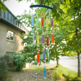 In the Breeze 7026 — Rainbow Textured Tiered Glass Mobile Wind Chime
