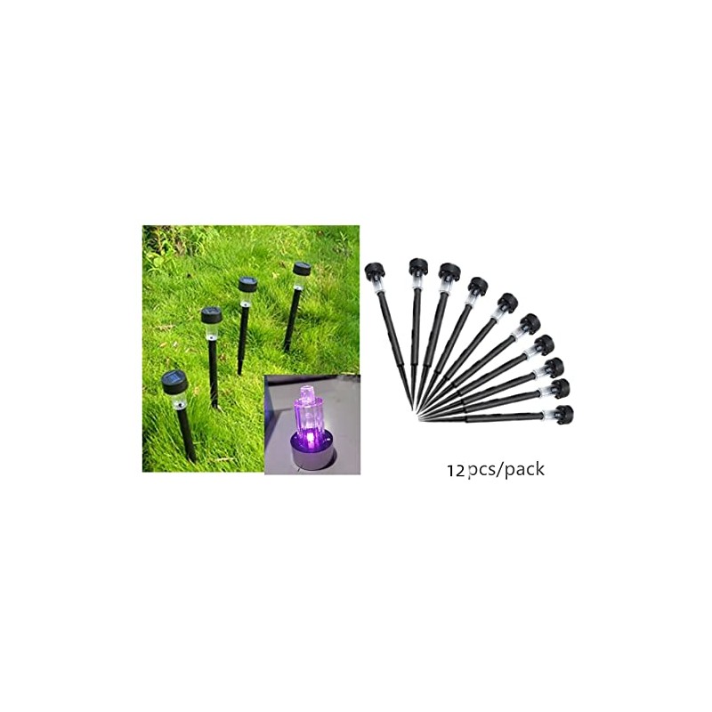 NEWOTE 12PCS Purple LED Outdoor Lights Plastics Garden Solar Powered