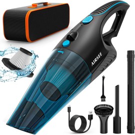 AIRSEE Handheld Vacuum, 13 KPA & 2500mAh Cordless Car Cleaner, Rechargeable With 600ml Dust Cup, USB-C Cable and 2-Speed Strong Suction for Home Car Office