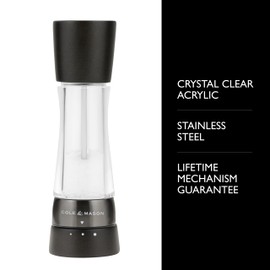 Cole & Mason Derwent Salt Mill - Gourmet Precision Salt Grinder - Refillable Seasoning and Spice Tools - Adjustable Seat, Himalayan and Kosher Salt Grinder Settings - Dark Wood