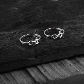 DHRUVS COLLECTION Exclusive 925 Pure Sterling Oxidized Silver Infinity Design Toe Ring/Bichhiya For Girls & Women