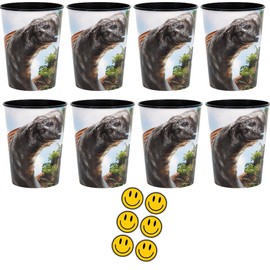 Jurassic World Birthday Party Plastic Cups, 16 oz, Set of 8, Dinosaur Design