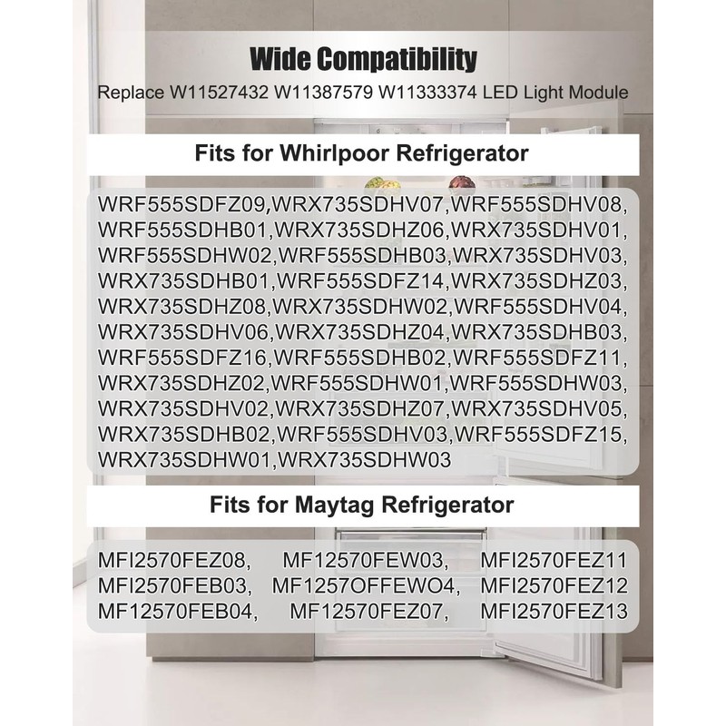 Replace W11527432 W11387579 W11333374 Refrigerator Light Module