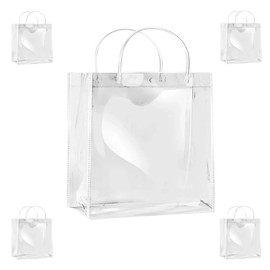 3Pcs Clear PVC Gift Bag 25 * 25 * 9CM Transparent Tote Bags With Handles For Wedding Favor,Clear Party Bags