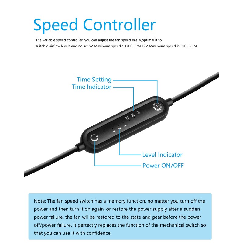 euroharry USB Quiet Fan, 6 Wind Speeds for Smart Timing