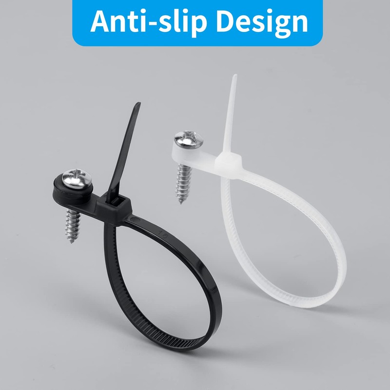 XINGO 110 PCS Black Zip Ties with Screw Hole 7.5