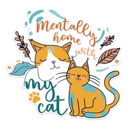 (3PCS) Mentally Home with My Cat Stickers, Funny Stickers for Adults, Laptop Stickers, Vinyl Stickers for Water Bottles, Meme Stickers, Blue Collar Stickers, Car Stickers