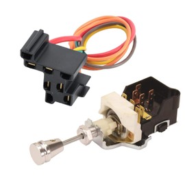 Universal Billet Headlight Switch and Pigtail Kit - 6.50" Extended Length - On/Off with Park Light Function - Dash Light Dimmer - Aluminum Knob Included - Easy Installation