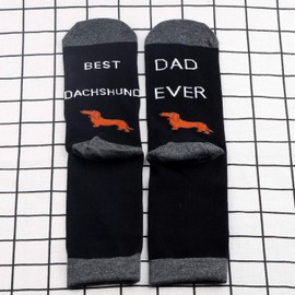 MBMSO 2 Pairs Dachshund Dad Gifts Dachshund Socks Best Dachshund Dad Ever Funny Dachshund Gifts for Men (2 Pairs Dachshund Dad Socks)