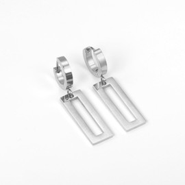 OOZIO ZEST Stainless Steel Rectangular Earrings | Wedding Earrings Elegant Statement Dangle Drop Dangling | Luxurious for Brides Bridal Wedding Women Precious | Hoop Earrings Set Cute Huggie Earrings for Women