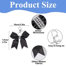 Nwvuop 10Pcs Cheer Bow Keychain Glitter Cheerleader Keyrings for Teen Girls(Black)