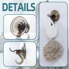 Antimbee 3 Pack Suction Cup Hooks, Clear Suction Hanger, Removable Small Hooks for Shower, Bathroom, Glass, Door, Windows, Kitchen - Up to 11 lbs on Smooth Surface (Transparent Gray)