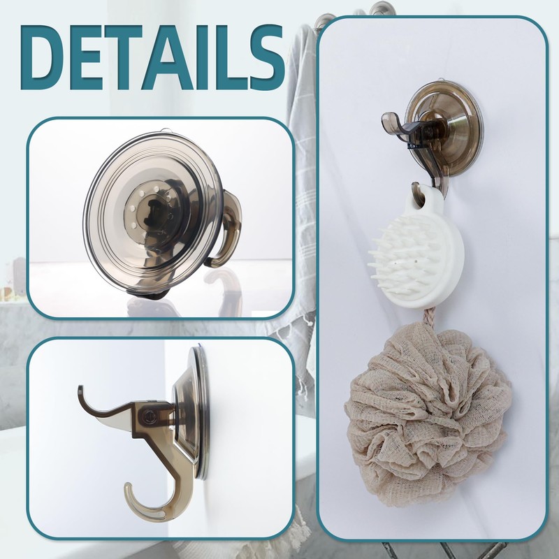 Antimbee 3 Pack Suction Cup Hooks, Clear Suction Hanger, Removable
