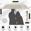 Yoobure Windproof Travel Umbrella with Wood Handle, Automatic Umbrellas for