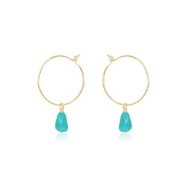 Turquoise Raw Nugget Hoop Earrings in 14k Gold Fill