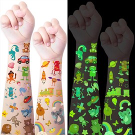 40 Láminas de Tatuajes Temporales Que Brillan en La Oscuridad para Niños, Más de 400 Pegatinas de Tatuajes Que Brillan en La Oscuridad para Fiestas Infantiles Y Juveniles, Tatuajes Luminosos