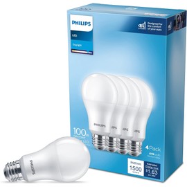 Philip LED Basic Frosted Spiral A19, Non-Dimmable, Eye Comfort Technology, 450 Lumen, Daylight(5000), 5.5W=40W, E26 Base, 4PK