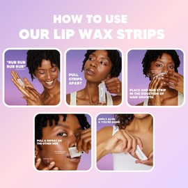 No Mo-Stache Wax Strips for Hair Removal, 12 Count - Hypoallergenic All Skin Types - Facial Hair Removal For Women - Travel Friendly Wax Strips For Lip, Brows, Chin, Face + Post Wax Aloe Cream