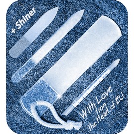 GLADZY Czech Glass Nail File Set - Multifunctional Nano Glass Nail Shiner Buffer, Callus Remover Foot Rasp, Glass Cuticle Pusher Manicure Stick, Etched Surface, Professional Nail Care Tool, Made in EU | Gladzy