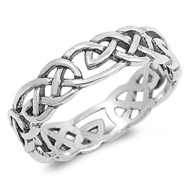 Sterling Silver Women's Men's Celtic Knot Infinity Ring Fashion Band Size 9