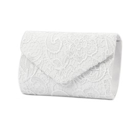 Women's Evening Bag Lace Clutch Elegant Wedding Bags Shoulder Bag Handbag Satin Bag and Party Ball Evening Handbag Bridal Bag Shoulder Bag, White